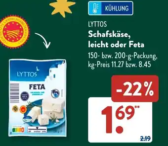 Aldi Süd LYTTOS Schafskäse, leicht oder Feta Angebot