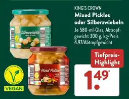 Aldi Süd KING'S CROWN Mixed Pickles oder Silberzwiebeln Angebot