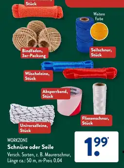 Aldi Süd WORKZONE Schnüre oder Seile Angebot