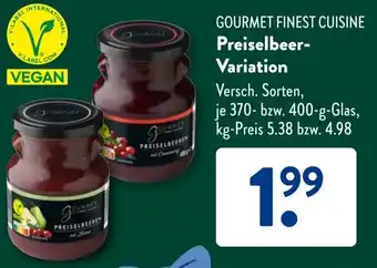 Aldi Süd GOURMET FINEST CUISINE Preiselbeer- Variation Angebot