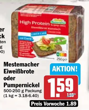 AEZ Mestemacher Eiweißbrote oder Pumpernickel Angebot