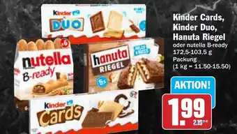 AEZ Kinder Cards, Kinder Duo, Hanuta Riegel Angebot