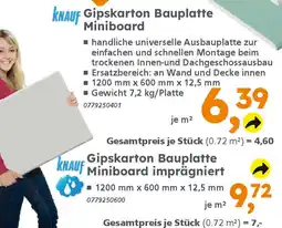 Globus Baumarkt KNAUF Gipskarton Bauplatte Miniboard Angebot