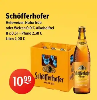 Trink und Spare Schöfferhofer hefeweizen naturtrüb oder weizen 0,0 % alkoholfrei Angebot