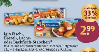 tegut Iglo fisch-, brezel-, lachs- oder backfisch-stäbchen Angebot