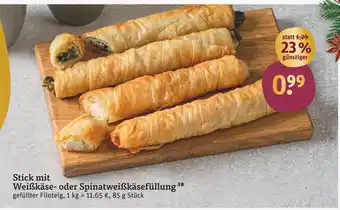 tegut Stick mit weißkäse- oder spinatweißkäsefüllung Angebot
