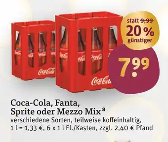 tegut Coca-cola coca-cola, fanta, sprite oder mezzo mix Angebot