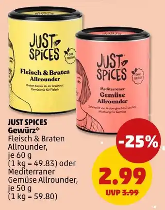 PENNY Just spices fleisch & braten allrounder oder mediterraner gemüse allrounder Angebot