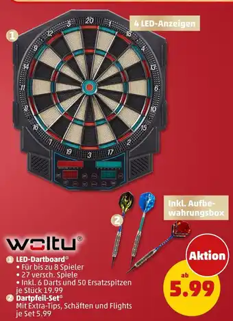 PENNY Woltu led-dartboard oder dartpfeil-set Angebot