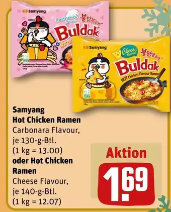 REWE Samyang hot chicken ramen carbonara flavour oder hot chicken ramen cheese flavour Angebot