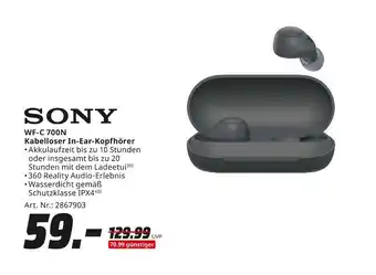 MediaMarkt Sony kabelloser in-ear-kopfhörer wf-c 700n Angebot