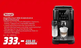 MediaMarkt Delonghi magnifica start milk ecam220.60.b kaffeevollautomat Angebot