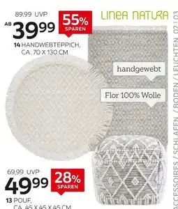 XXXLutz Linea natura oder sleeptex handwebteppich, pouf „sylt“ oder nackenstützkissen „olinda“ Angebot