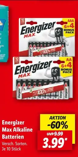 Lidl Energizer max alkaline batterien Angebot