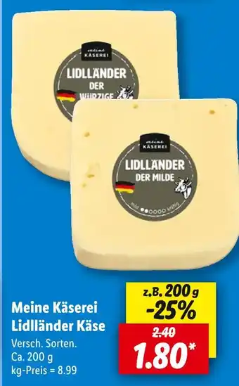 Lidl Meine käserei lidländer käse Angebot