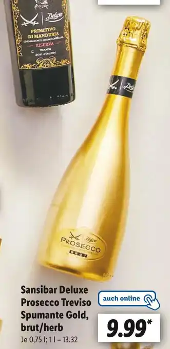 Lidl Sansibar deluxe prosecco treviso spumante gold, brut/herb Angebot