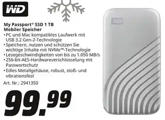 MediaMarkt WD My Passport SSD 1 TB Mobiler Speicher Angebot