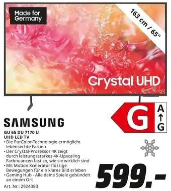 MediaMarkt SAMSUNG GU 65 DU 7170 U UHD LED TV Angebot