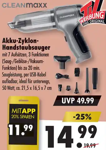 Mäc Geiz CLEANmaxx Akku-Zyklon Handstaubsauger Angebot
