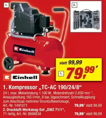 toom Baumarkt Einhell Kompressor ,,TC-AC 190/24/8" Angebot