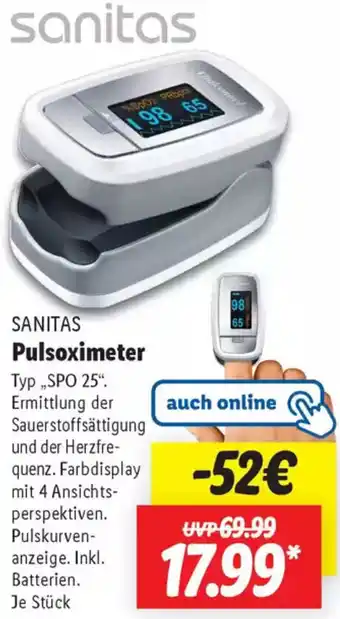 Lidl SANITAS Pulsoximeter Angebot