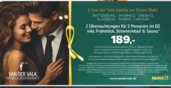 NETTO Van der valk 2 übernachtungen für 2 personen im dz inkl. frühstück, schwimmbad & sauna Angebot