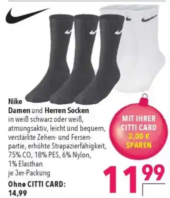 CITTI Markt Nike Damen und Herren Socken Angebot