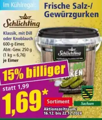 Norma Schlichting Kühlregal: Frische Salz-/ Gewürzgurken Angebot