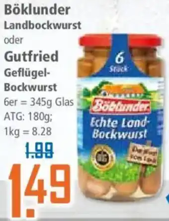 Klaas und Kock Böklunder Landbockwurst oder Gutfried Geflügel Bockwurst Angebot