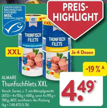 Aldi Nord ALMARE Thunfischfilets XXL Angebot