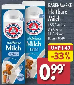 Aldi Nord BÄRENMARKE Haltbare Milch Angebot