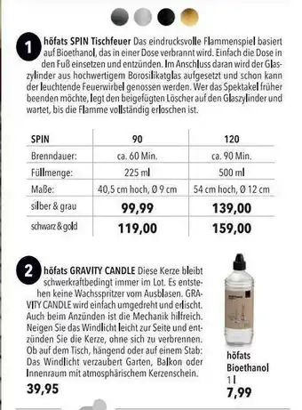 CITTI Markt Höfats Spin Tischfeuer Oder Gravity Candle Angebot