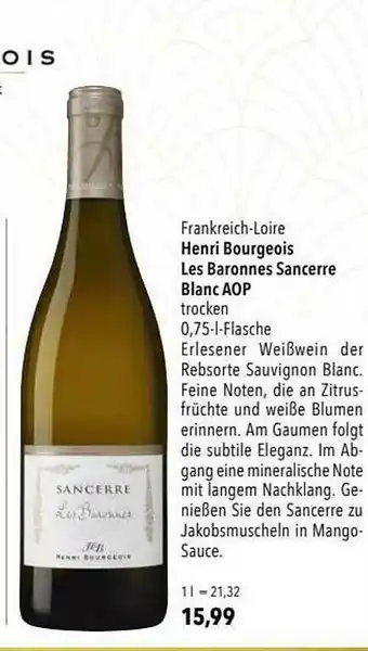 CITTI Markt Henri Bourgeois Les Baronnes Sancerre Blanc Aop Angebot