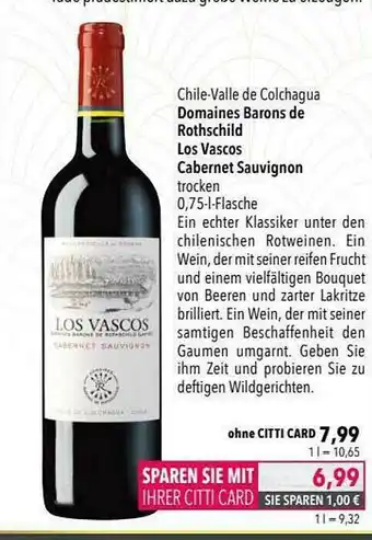 CITTI Markt Chile-valle De Colchagua Domaines Barons De Rothschild Los Vascos Cabernet Sauvignon Angebot