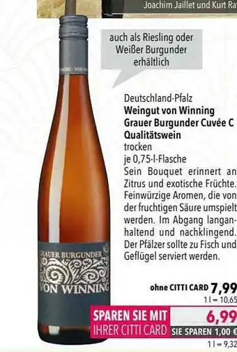 CITTI Markt Weingut Von Winning Grauer Burgunder Cuvée C Qualitätswein Angebot