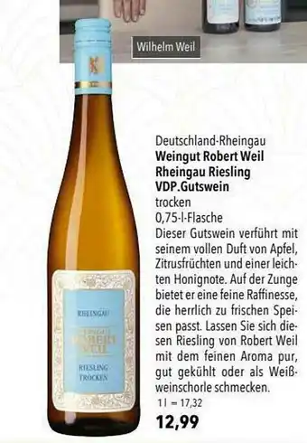 CITTI Markt Weingut Robert Weil Rheingau Riesling Vdp.gutswein Angebot