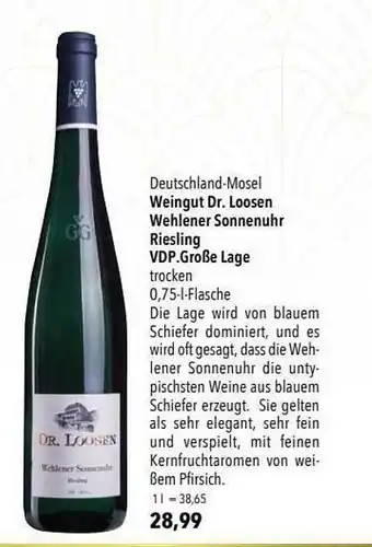 CITTI Markt Weingut Dr. Loosen Wehlener Sonnenuhr Riesling Vdp.große Lage Angebot