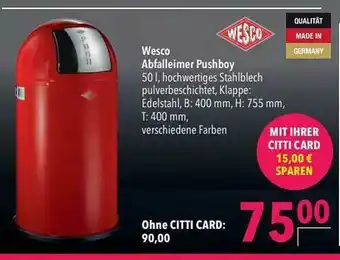 CITTI Markt Wesco Abfalliemer Pushboy Angebot