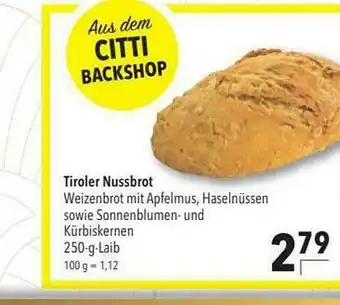 CITTI Markt Tiroler Nussbrot Angebot