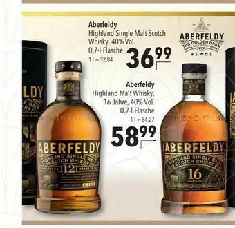 CITTI Markt Aberfeldy Highland Single Malt Scotch Whisky Oder Hihgland Malt Whisky 16 Jahre Angebot