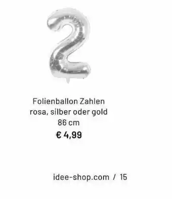 Idee Creativmarkt Folienballon Zahlen Rosa, Silber Oder Gold Angebot