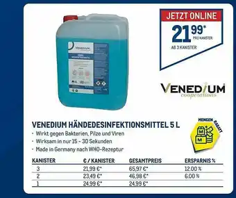 METRO Venedium Händedesinfektionsmittel 5 L Angebot