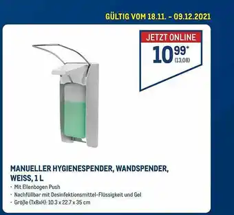 METRO Manueller Hygienespender, Wandspender Weiss Angebot