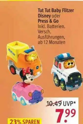 Rossmann Tut Tut Baby Flitzer Disney Oder Press & Go Angebot