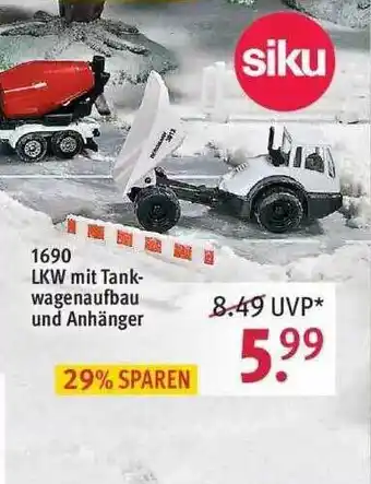 Rossmann Siku 1690 Lkw Mit Tankwagenaufbau Und Anhänger Angebot