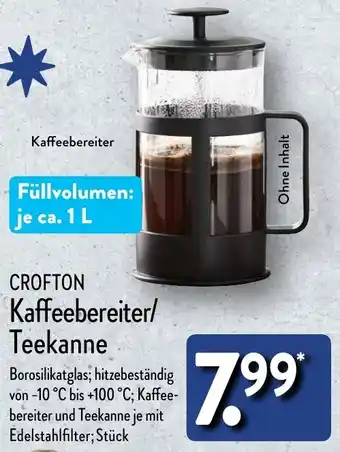 Aldi Nord CROFTON Kaffeebereiter/ Teekanne Angebot