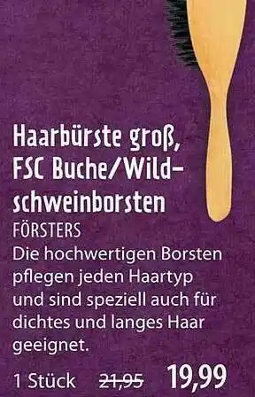 Superbiomarkt Haarbürste Groß, Fsc Buche Oder Wildschweinborsten Angebot