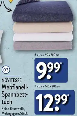 Aldi Nord NOVITESSE Webflanell Spannbetttuch Angebot