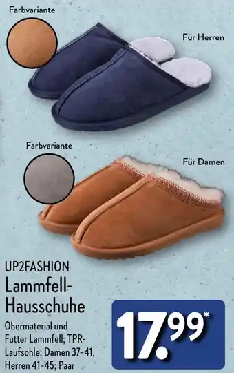 Aldi Nord UP2FASHION Lammfell Hausschuhe Angebot