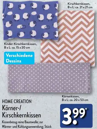 Aldi Nord HOME CREATION Körner-/ Kirschkernkissen Angebot